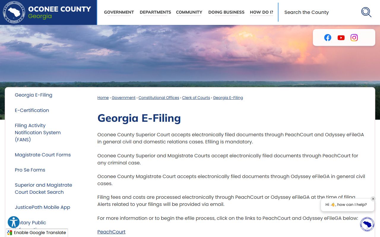 Oconee County Clerk records Georgia e-filing source
