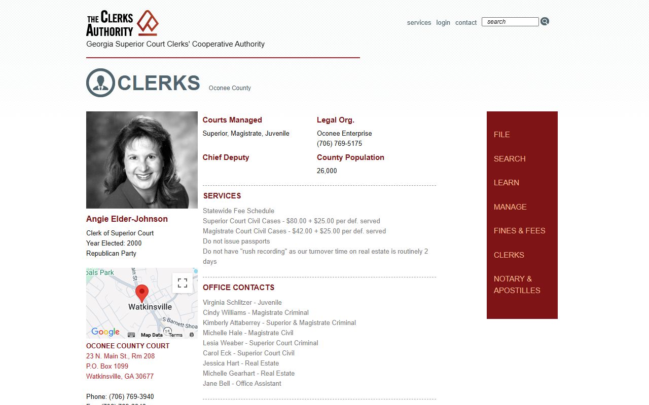 Oconee County Clerk records GSCCCA clerk profile