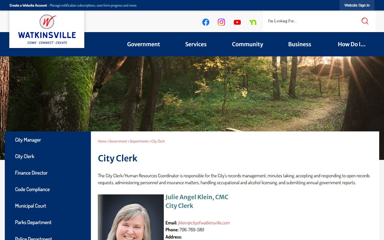 Oconee County Clerk records Watkinsville City Clerk source