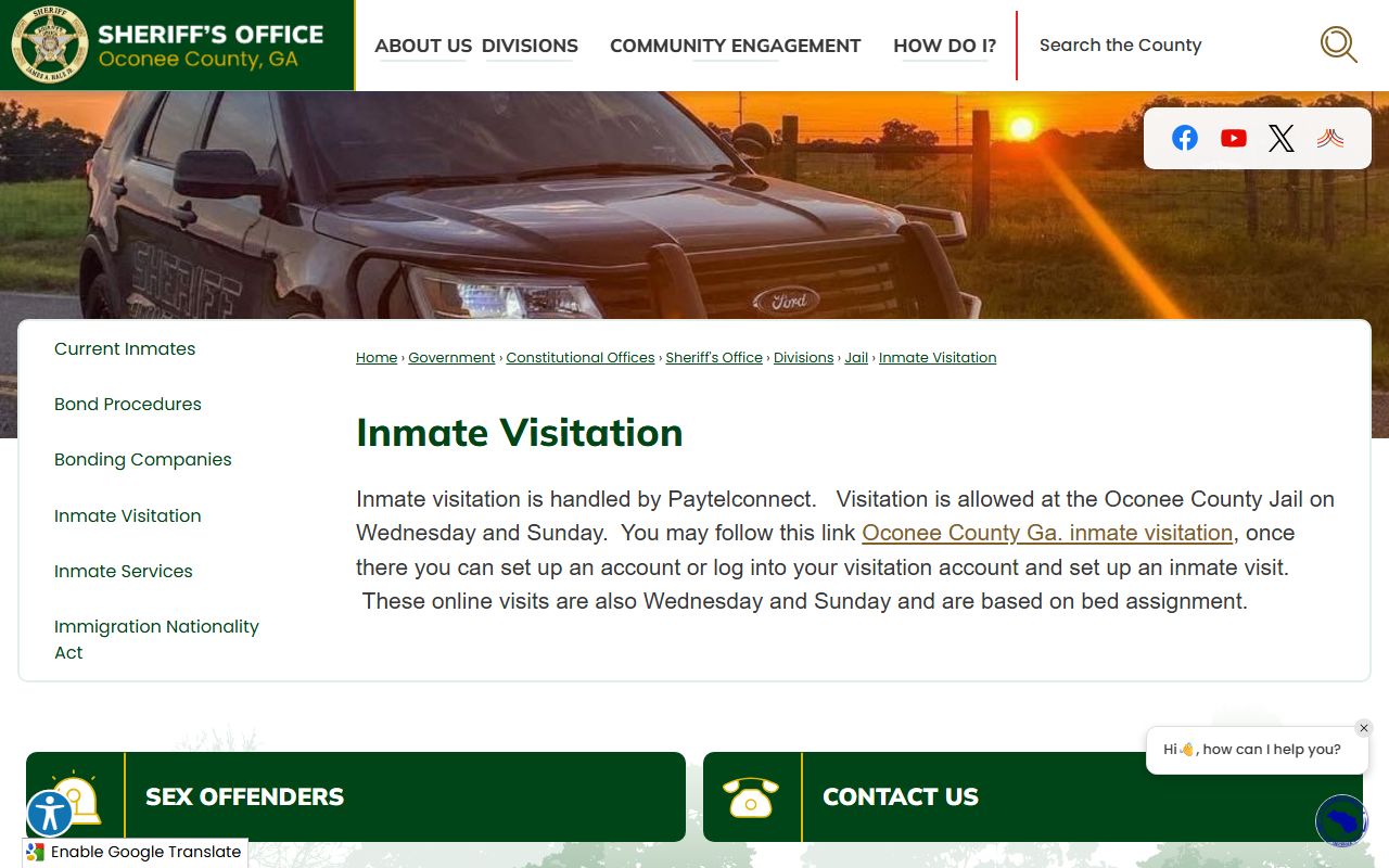 Oconee County arrest records jail visitation source