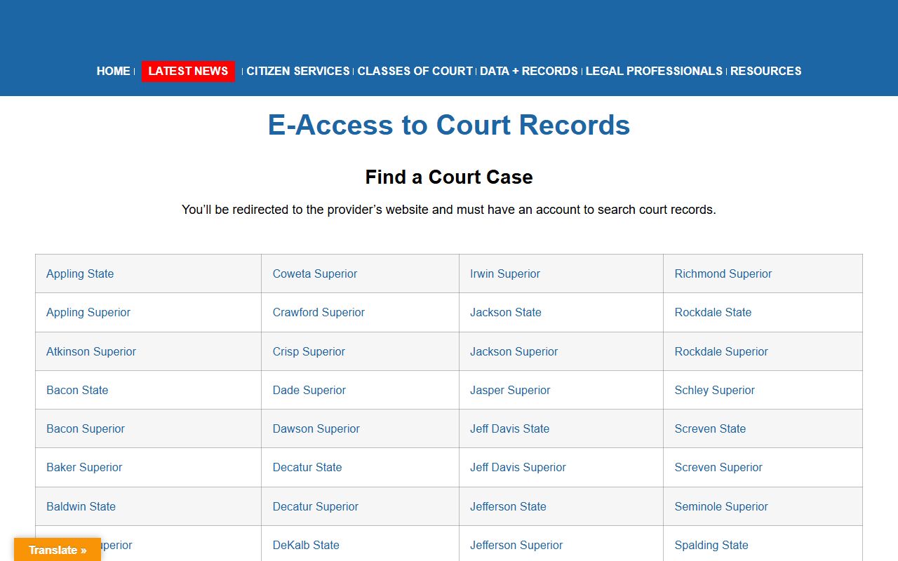 Oconee County court dockets Georgia eAccess court records source
