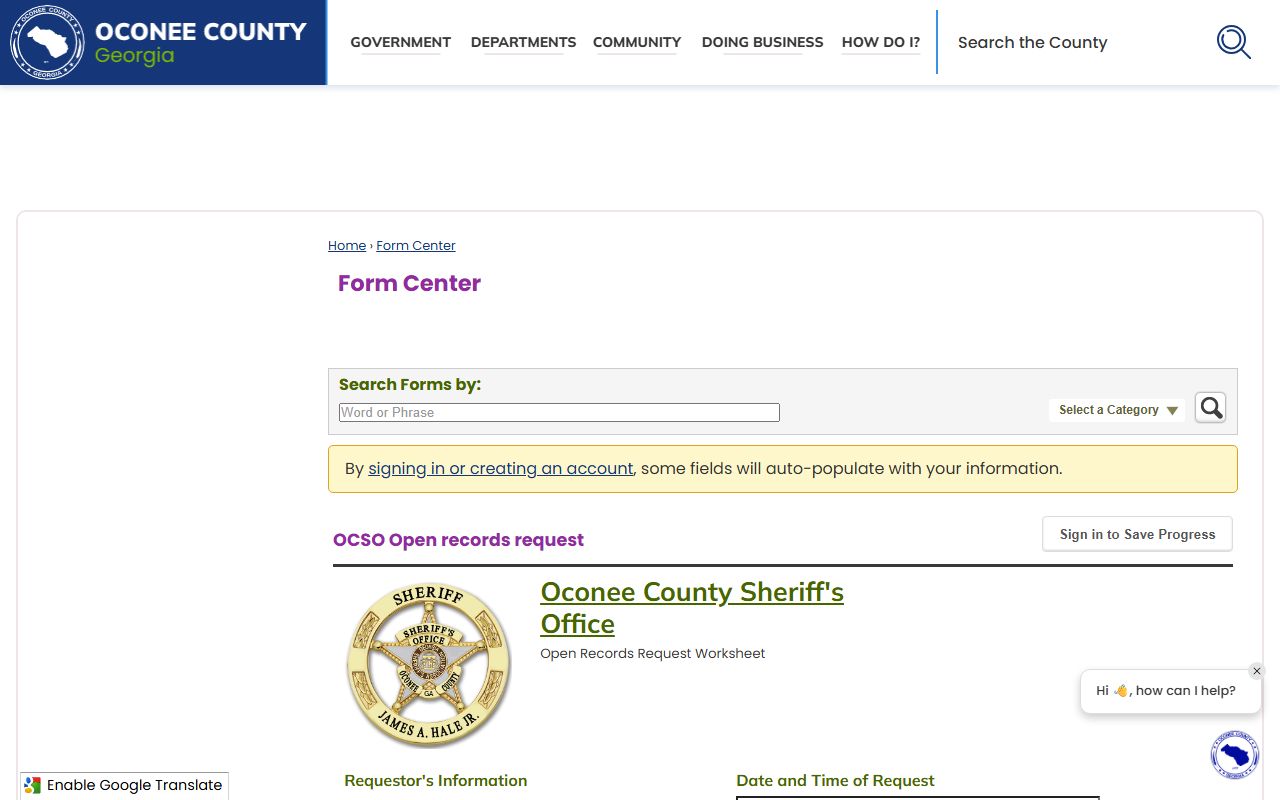 Oconee County court records sheriff open records request form