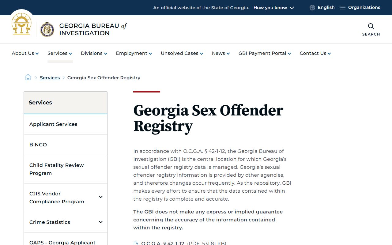 Oconee County criminal court records GBI sex offender registry service source