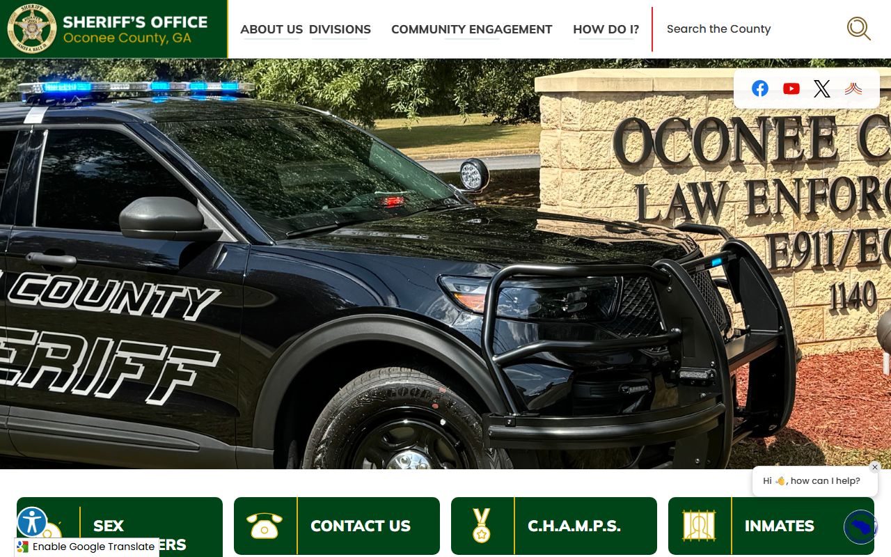Oconee County sheriff and court records page