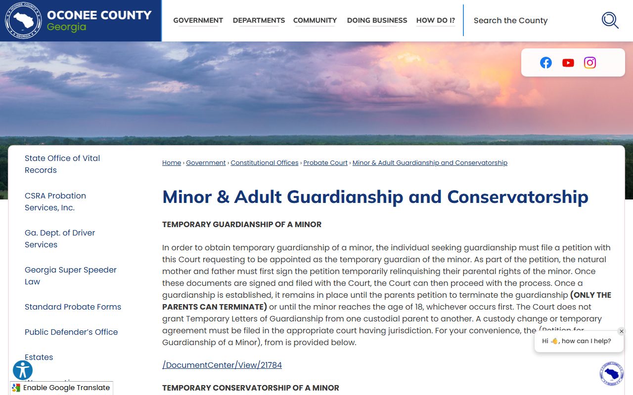 Oconee County probate records guardianship and conservatorship source