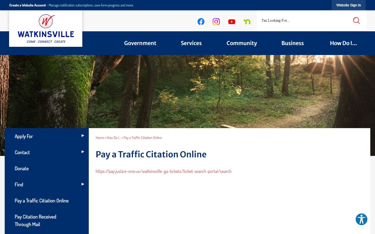 Oconee County traffic court records Watkinsville citation payment page